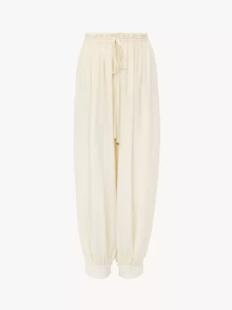Cropped fluid pants in crêpe de chine