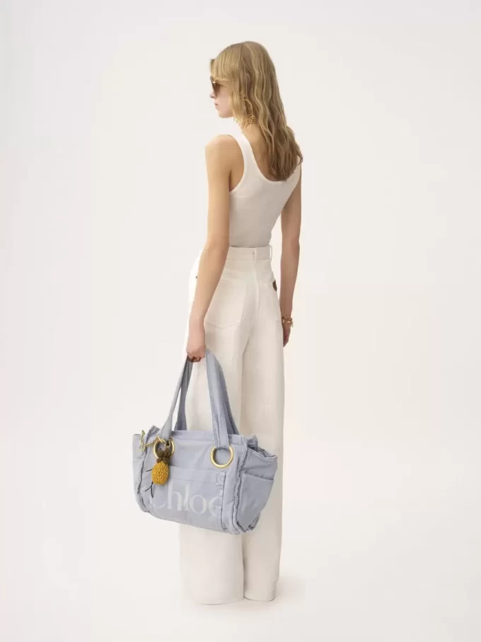 Fitted tank top in cotton jersey & guipure