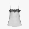 Fitted tank top in embroidered lace