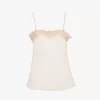 Fitted tank top in embroidered lace
