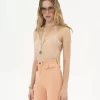 Fitted tank top in embroidered lace