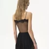 Fitted tank top in embroidered lace
