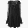 Flared mini dress in silk mousseline