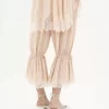 Fluid cropped pants in washed silk pongé & lace