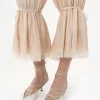 Fluid cropped pants in washed silk pongé & lace
