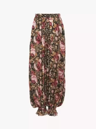 Fluid pleated pants in silk charmeuse