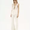 Fluid tank top in silk charmeuse & lace
