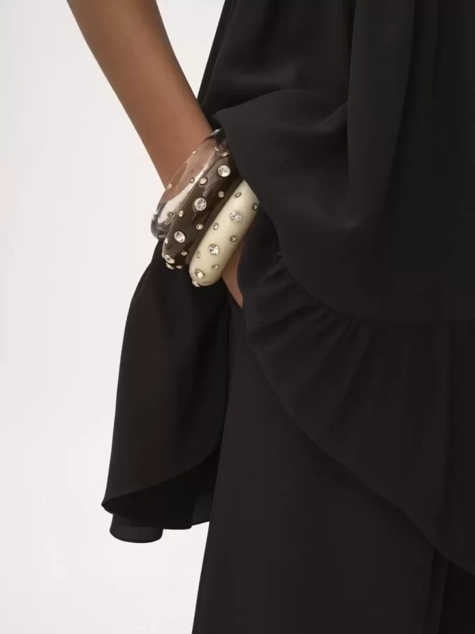 Fluid wide-leg pants in crêpe de chine