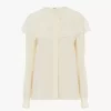 Gathered blouse in crêpe de chine & lace