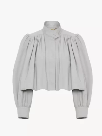 Gathered boule jacket in cotton canvas