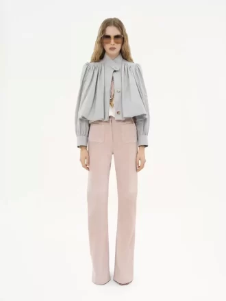 Gathered boule jacket in cotton canvas