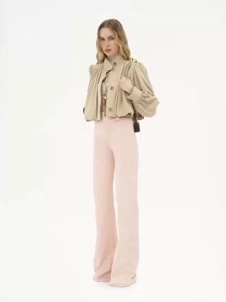 Gathered boule jacket in cotton gabardine