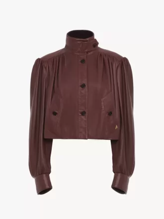 Gathered boule jacket in leather