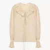 Gathered ruffle top in cotton voile