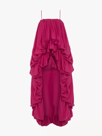 High-low sleeveless jumpsuit in washed silk pongé