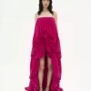 High-low sleeveless jumpsuit in washed silk pongé