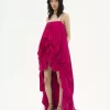 High-low sleeveless jumpsuit in washed silk pongé