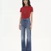 High-rise bootcut jeans in denim