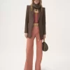 High-rise flared pants in cotton canvas