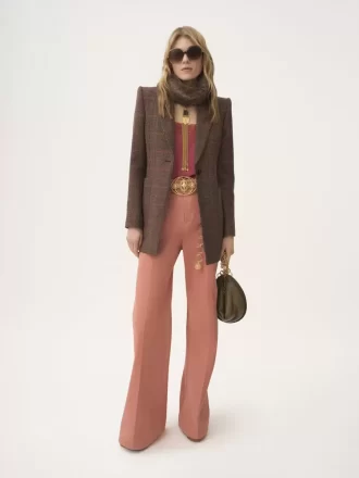 High-rise flared pants in cotton canvas