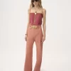 High-rise flared pants in cotton canvas