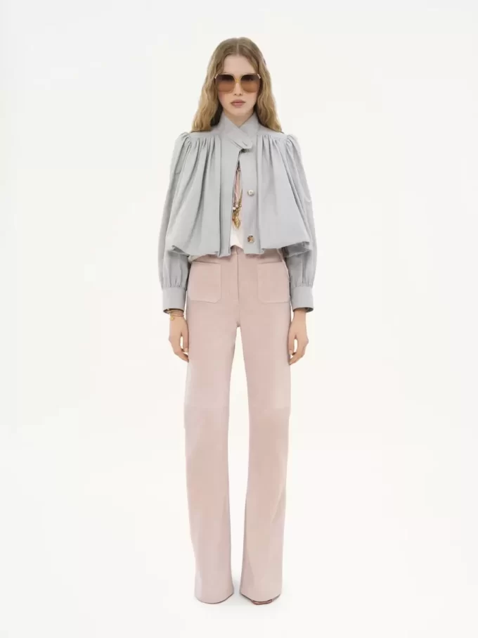 High-rise flared pants in suede