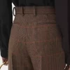 High-rise flared pants in wool check