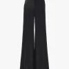 High-rise flared pants in wool grain de poudre