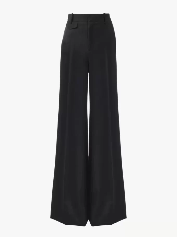 High-rise flared pants in wool grain de poudre