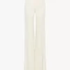 High-rise flared pants in wool grain de poudre