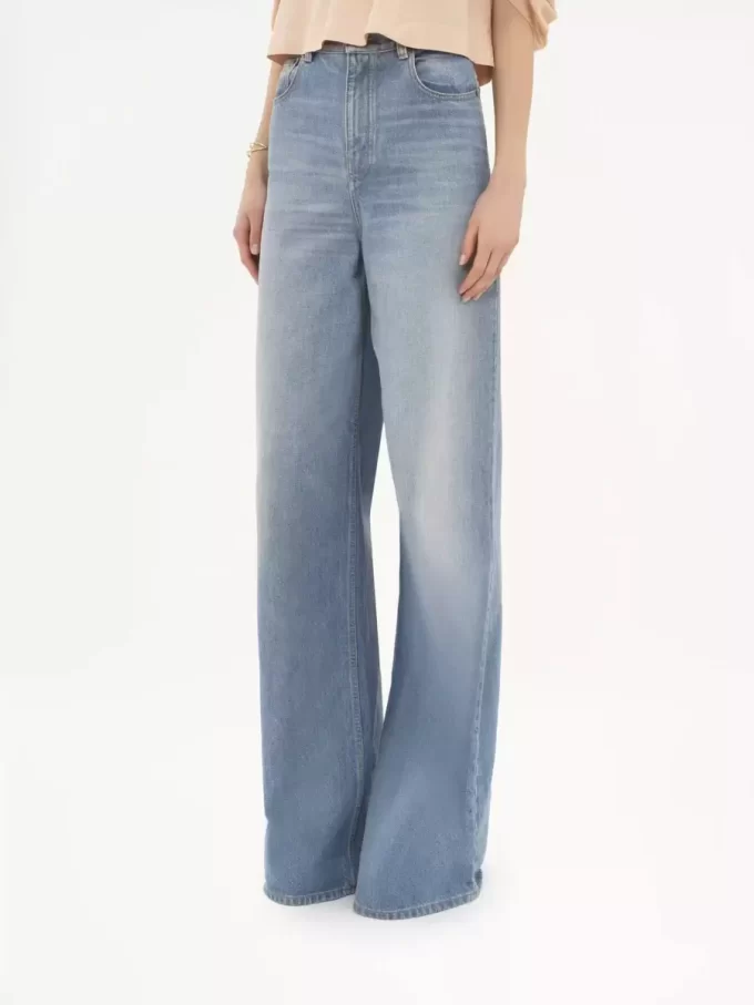 High-rise wide-leg jeans in denim