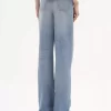 High-rise wide-leg jeans in denim