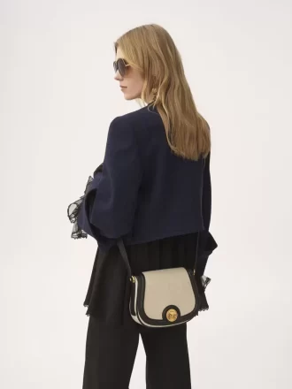 Horse Medal saddle bag in canvas & grained leather