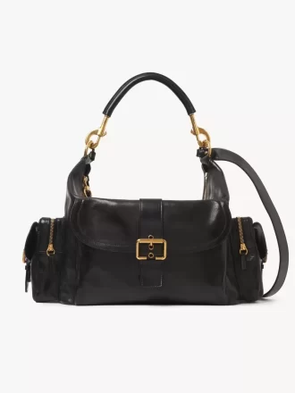 Large Camera bag in shiny leather