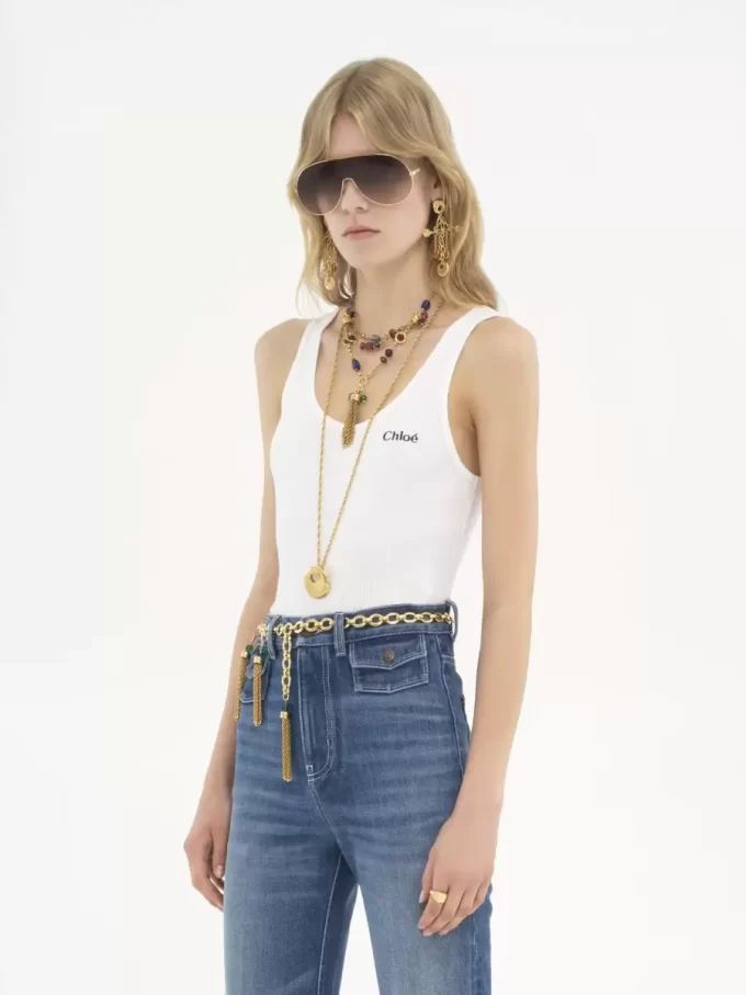 Logo tank top in jersey