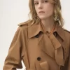 Long trench coat in cotton gabardine