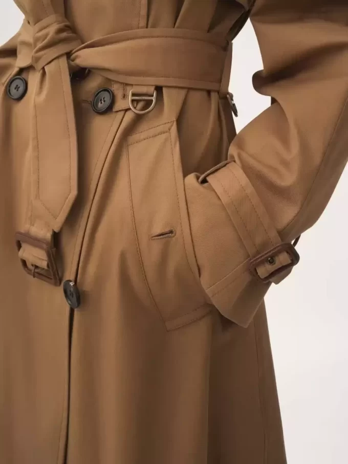 Long trench coat in cotton gabardine