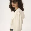 Maxi-collar blouse in silk jacquard & lace
