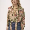 Maxi gathered lavallière blouse in crêpe de chine
