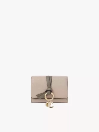 Mini Alphabet tri-fold in grained leather