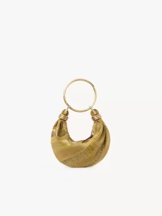 Mini Bracelet Hobo bag in suede leather & snakeskin