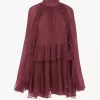 Mini cape dress in silk mousseline