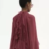 Mini cape dress in silk mousseline