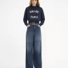 Mock-neck logo sweater in cotton fleece