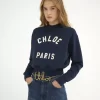 Mock-neck logo sweater in cotton fleece