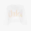 Oversized cropped logo T-shirt in cotton jersey