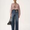 Oversized logo sweater in chiné fleece