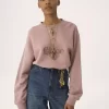 Oversized logo sweater in chiné fleece