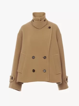 Oversized short coat in wool