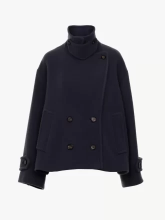 Oversized short coat in wool